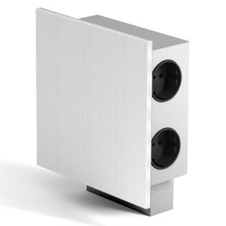 Energiebox Power m. 3stopcontacten en 2USB-bussen geborsteld roestvrij staal