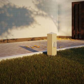 Energiekolom 400166 van roestvrij staal met 2 stopcontacten roestvrij staal, grijs