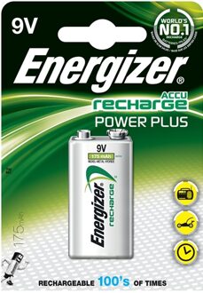 Energizer herlaadbare batterij Power Plus 9V, op blister