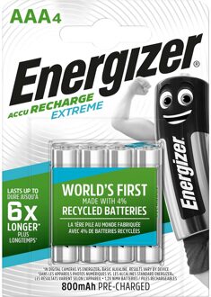 Energizer herlaadbare batterijen Extreme AAA, blister van 4 stuks