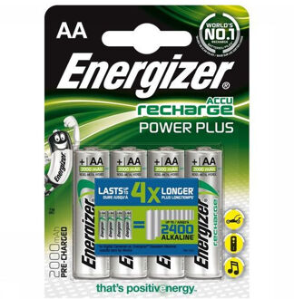 Energizer herlaadbare batterijen Power Plus AA, blister van 4 stuks