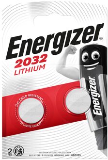 Energizer knoopcel CR2032, blister van 2 stuks