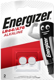 Energizer knoopcelbatterij LR44/A76 Alkaline 1,5V 2 stuks