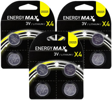 Energymax knoopcel batterijen budget voordeelset - CR2025 - 12x stuks