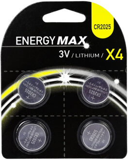 Energymax knoopcel batterijen budget voordeelset - CR2025 - 4x stuks