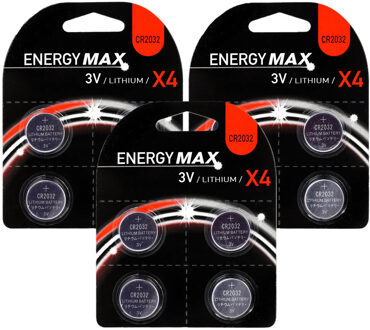 EnergyMax knoopcel batterijen budget voordeelset - CR2032 - 12x stuks