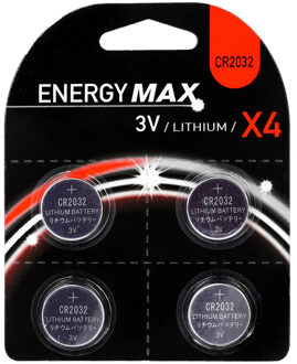 EnergyMax knoopcel batterijen budget voordeelset - CR2032 - 4x stuks