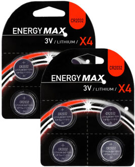 EnergyMax knoopcel batterijen budget voordeelset - CR2032 - 8x stuks