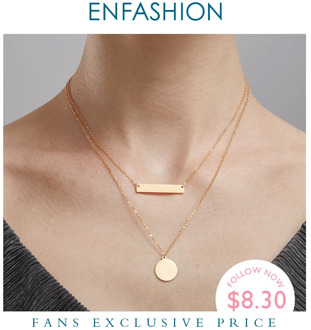ENFASHION Personalized Engrave Custom Name Choker Necklace Women Gold Color Circle Bar Pendant Necklaces Fashion Jewelry P3001