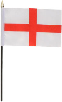 Engeland St George - mini vlaggetje van 10 x 15 cm op stokje - Landen vlag - H27 cm
