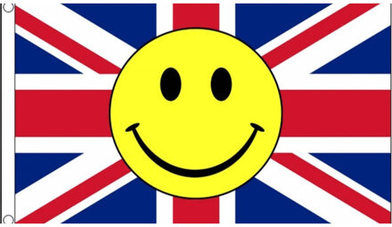 Engeland vlag met emoticon 90 x 150 cm