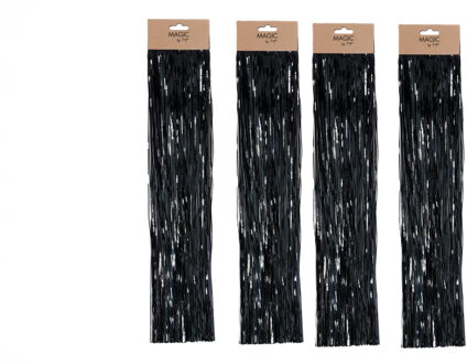 Engelenhaar - 4x - zwart - 50 cm - lametta haar - folie - tinsel - kerstversiering