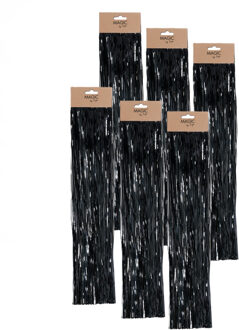 Engelenhaar - 6x - zwart - 50 cm - lametta haar - folie - tinsel - kerstversiering
