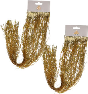 Engelenhaar/lametta slierten - 2x 50 cm - golf - goud - folie - kerstboomversiering