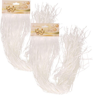 Engelenhaar/lametta slierten - 2x 50 cm- golf - wit - folie - kerstboomversiering