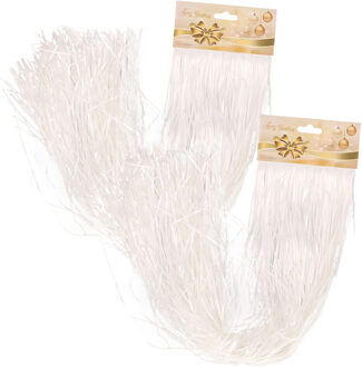 Engelenhaar/lametta slierten - 2x 50 cm - wit- folie - kerstboomversiering