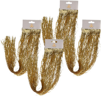 Engelenhaar/lametta slierten - 6x 50 cm - golf - goud - folie - kerstboomversiering