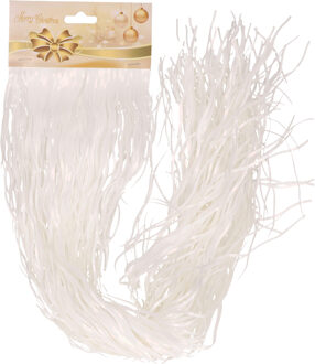 Engelenhaar/lametta slierten - golf - wit - 50 cm - folie - kerstboomversiering