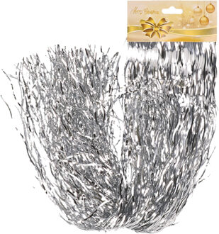 Engelenhaar/lametta slierten - golf - zilver - 50 cm - folie - kerstboomversiering