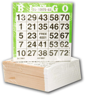 Engelhart Bingokaarten - 1x blok van 500 vellen - nummers 1-75 - bingoblok - 10 x 10 cm