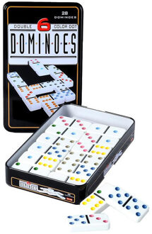 Engelhart Domino spel dubbel/double 6 in blik 28x stenen