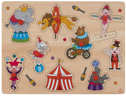 Engelhart Houten knopjes/noppen speelgoed puzzel circus thema 30 x 22 cm