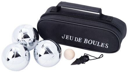 Engelhart Jeu de boules set 3 ballen/1 but in draagtas - Jeu de Boules Zilverkleurig