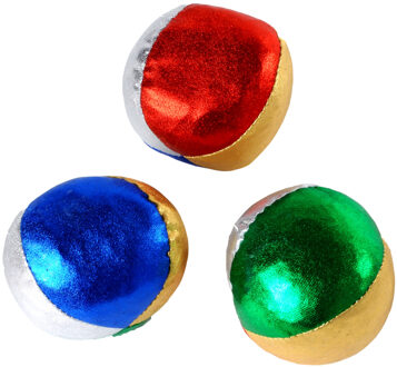 Engelhart Jongleerballen - 3x - gekleurd metallic - 6 cm - jongleren - ballen gooien - speelgoed