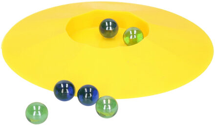 Engelhart Knikkerpot van kunststof - 17 cm - geel - met knikkers - voor binnen en buiten