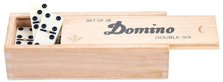 Engelhart Longfield Domino Dubbel 6 Ogen In Kist - 28 Stenen Bruin