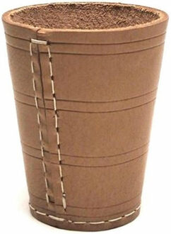Engelhart Pokerbeker - leer - 10 cm - dobbelbeker - dobbelstenen schudden Cognac bruin