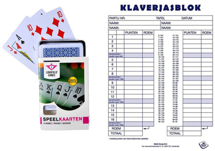 Engelhart Scoreblok Klaverjassen spel 50 vellen met 2 pakjes speelkaarten