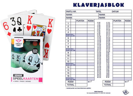 Engelhart Scoreblok Klaverjassen spel 50 vellen met 2 pakjes speelkaarten