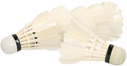 Engelhart Set van 6x stuks badminton shuttles met veertjes - wit - 9 x 6 cm