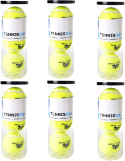 Engelhart Tennisballen - 18x stuks - in koker - Buitenspeelgoed - Tennissen - geel - sport