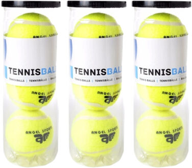 Engelhart Tennisballen - 9x stuks - in koker - Buitenspeelgoed - Tennissen - geel - sport