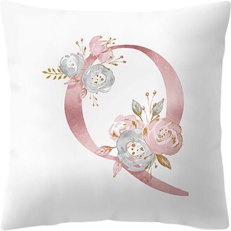 Engels Alfabet Kussenhoes Roze Bloem Gedrukt Kussensloop Voor Sofa Thuis Woonkamer Kid Kamer Auto Decoratie Kussensloop #25