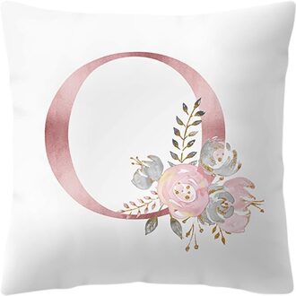 Engels Alfabet Kussenhoes Roze Bloem Gedrukt Kussensloop Voor Sofa Thuis Woonkamer Kid Kamer Auto Decoratie Kussensloop #25