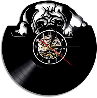 Engels Bulldog Klokken Dier Muur Home Decor Woonkamer Led Verlichting Horloge Ontworpen 12 "Pet Puppy Vinyl Record Voor hond Minnaar nee Led