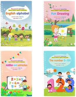 Engels Magic Praktijk Schrift Magic Kalligrafie Herbruikbare Handschrift Schrift Tracing Boek Set Voor Kid a reeks of 4