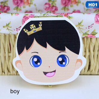 Engels/Spaans Besparen Melk Tanden Doos Houten Cartoon Tand Doos Organizer Opslag Tanden Navelstreng 1