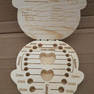 Engels/Spaans Houten Doos Tand Doos Organizer Save Melk Tanden Doos Opslag Tanden Navelstreng Lanugo Caja Madera frans jongen