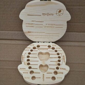 Engels/Spaans Houten Doos Tand Doos Organizer Save Melk Tanden Doos Opslag Tanden Navelstreng Lanugo Caja Madera Russian jongen