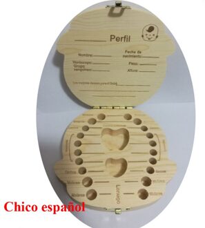 Engels/Spaans Houten Doos Tand Doos Organizer Save Melk Tanden Doos Opslag Tanden Navelstreng Lanugo Caja Madera Spain boys