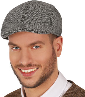 Engelse Roaring Twenties/jaren 20 herringbone pet voor heren - verkleed accessoires - grijs
