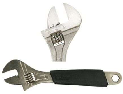 Engelse sleutel 8"" 20 cm carbon-staal zilver/zwart
