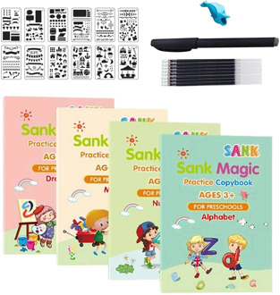 English Magic Practice Copybook Set Magic Calligraphy That Can Be Reused English Tracing Book Number Tracing Book for Preschool