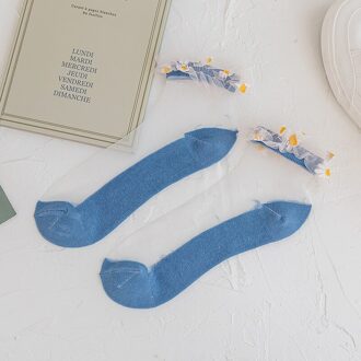 Enkel Sokken Kant Leuke Kawaii Mode Harajuku Calcetines Vrouwen Chaussette Femme Sokken Korte Meias Katoen Dames Sok blauw