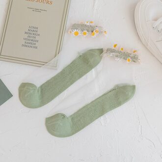 Enkel Sokken Kant Leuke Kawaii Mode Harajuku Calcetines Vrouwen Chaussette Femme Sokken Korte Meias Katoen Dames Sok licht groen