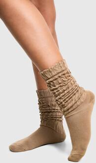 Enkel Zachte Geribbelde Losse Sokken, Mocha - ONE SIZE